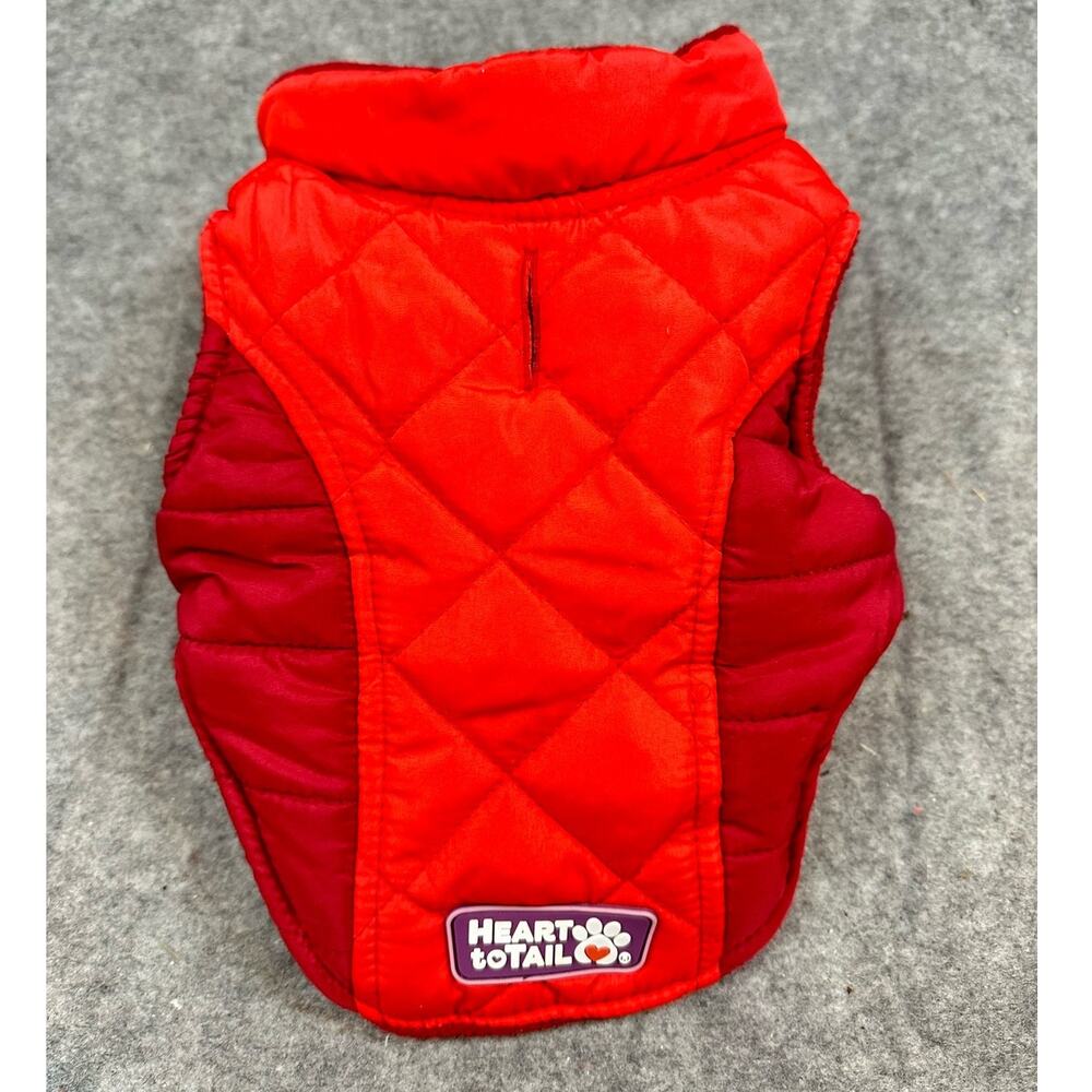 Heart to Tail Red Quilted Pet Puffer Jacket Coat XS Colorblock